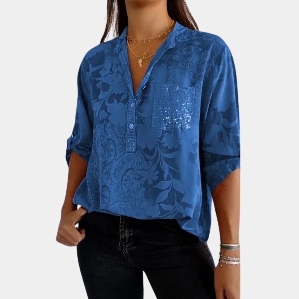 Lightweight women's blouse – adjustable sleeves, breathable fabric, for summer casual wear 4