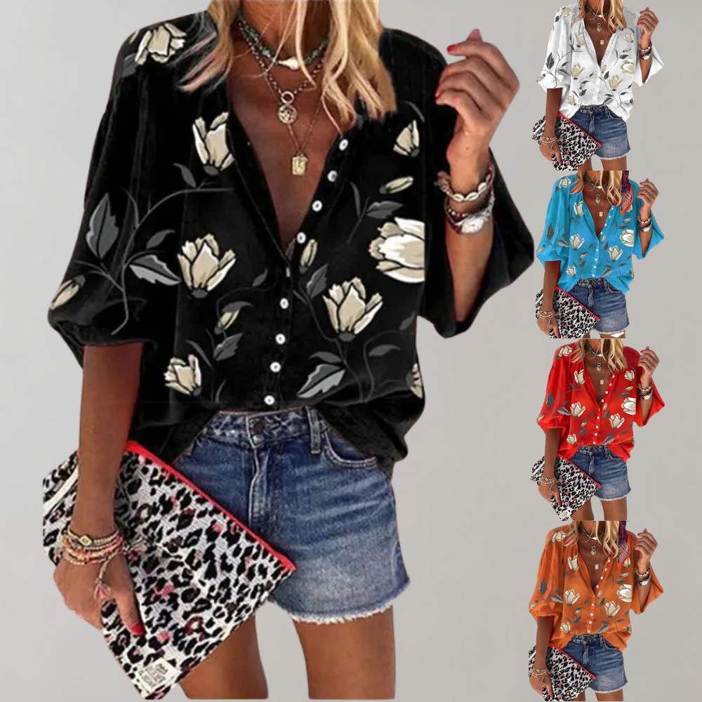 Lightweight women’s blouse – floral print, breathable fabric, for summer outings 5