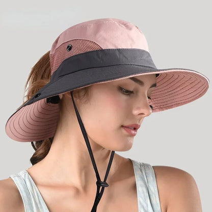 Lightweight women's sun hat – wide brim design, UV protection, for beach and outdoor activities 0