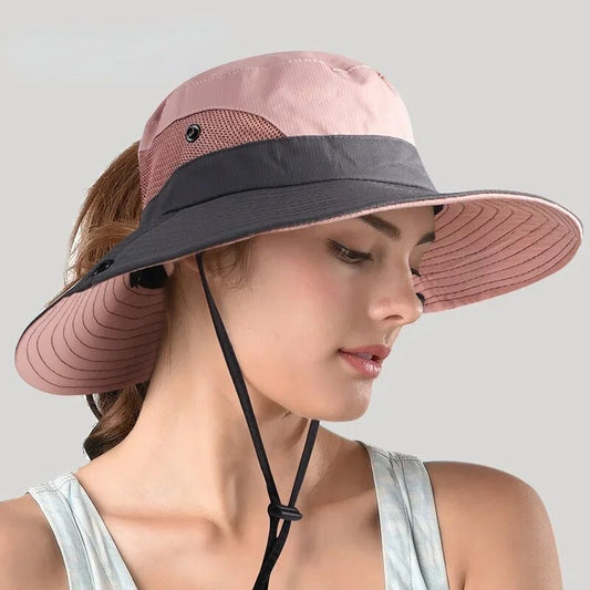 Lightweight women's sun hat – wide brim design, UV protection, for beach and outdoor activities 0