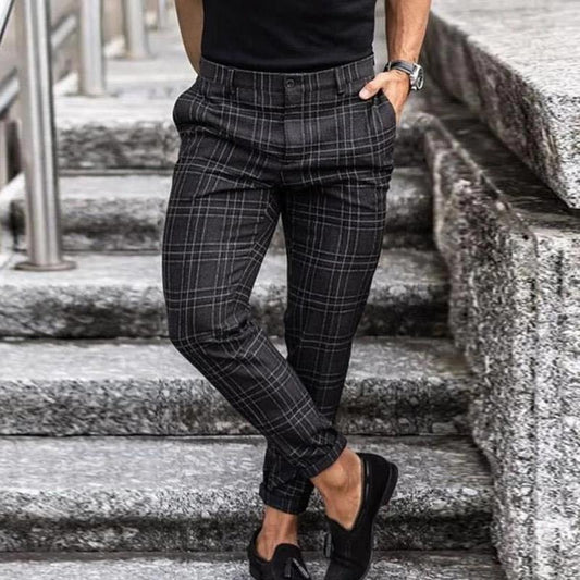 Stylish Checkered Mens Chino Pants, Lightweight Cotton, Comfortable Fit for Casual and Semi-Formal Wear-1