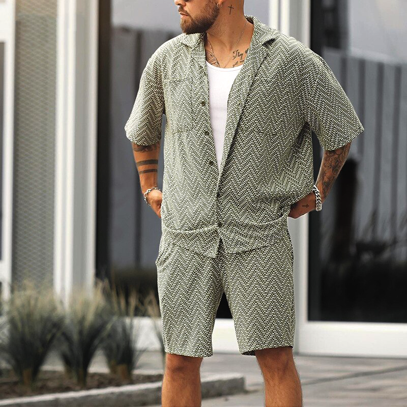 Luftiges Herren Sommer Set – Kurzarmhemd und lässige Shorts, atmungsaktiv, für entspannte Tage 0