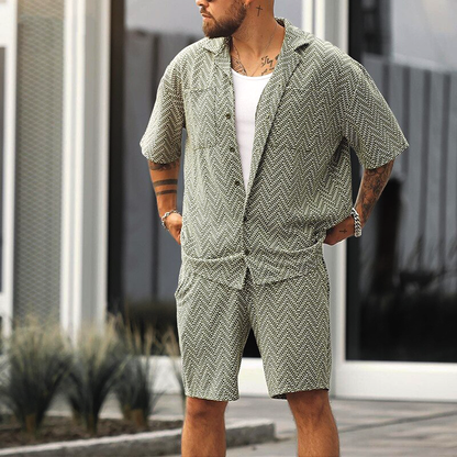 Luftiges Herren Sommer Set – Kurzarmhemd und lässige Shorts, atmungsaktiv, für entspannte Tage 0