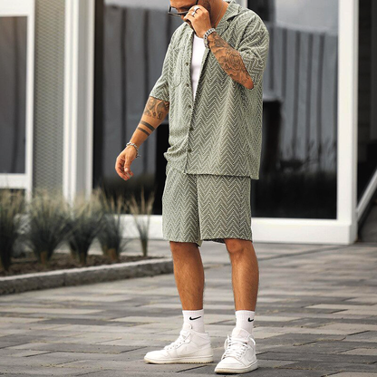Luftiges Herren Sommer Set – Kurzarmhemd und lässige Shorts, atmungsaktiv, für entspannte Tage 1