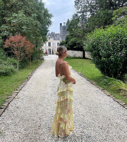 Ruffle White Maxi Dress for Women with Open-Back Design and Flowing Fit for Special Occasions-4