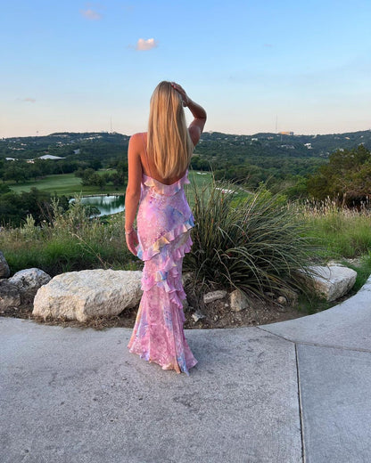 Ruffle White Maxi Dress for Women with Open-Back Design and Flowing Fit for Special Occasions-3