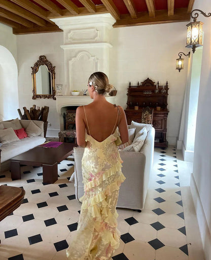 Ruffle White Maxi Dress for Women with Open-Back Design and Flowing Fit for Special Occasions-6