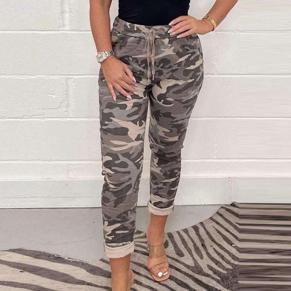 Luxuriöse Damenhose – elegantes Camouflage-Design, Baumwolle, für den Sommer 2