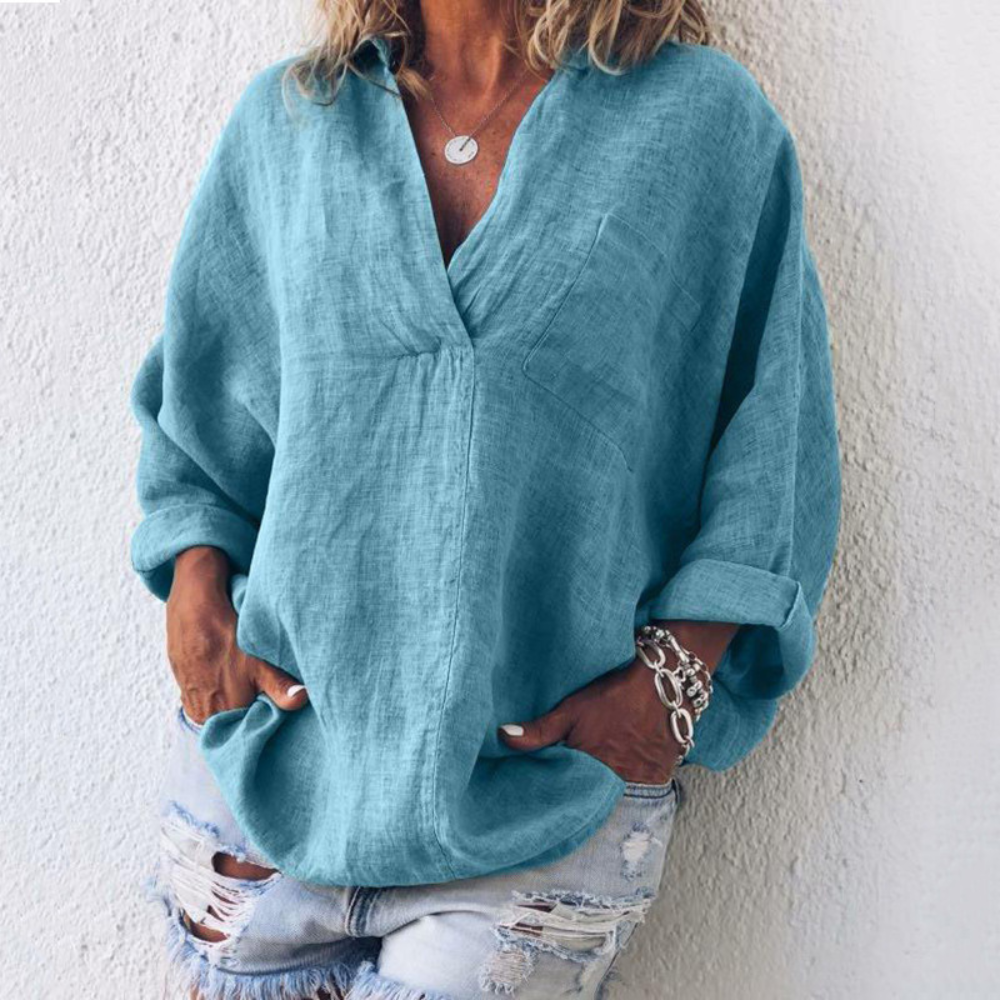 Luxurious women’s oversized blouse – breathable polyester, perfect for summer 2