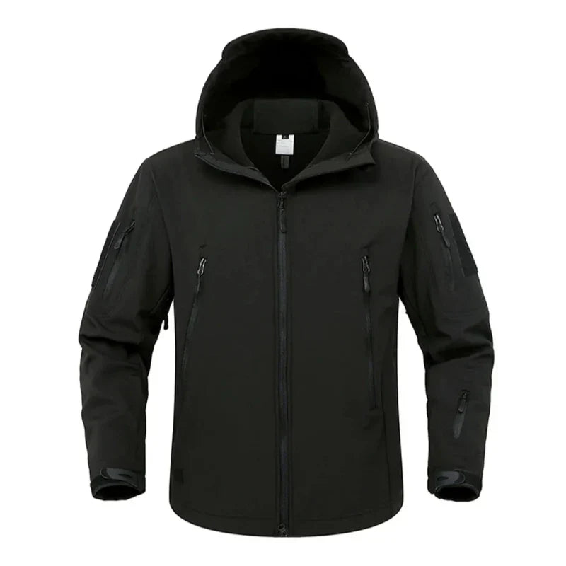 Waterdichte gevoerde herenjas - gewatteerde softshell met capuchon