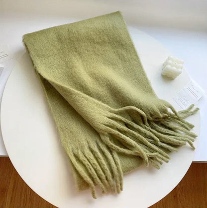 Oversized Women Scarf - Long Fringed Fluffy Wool Winter