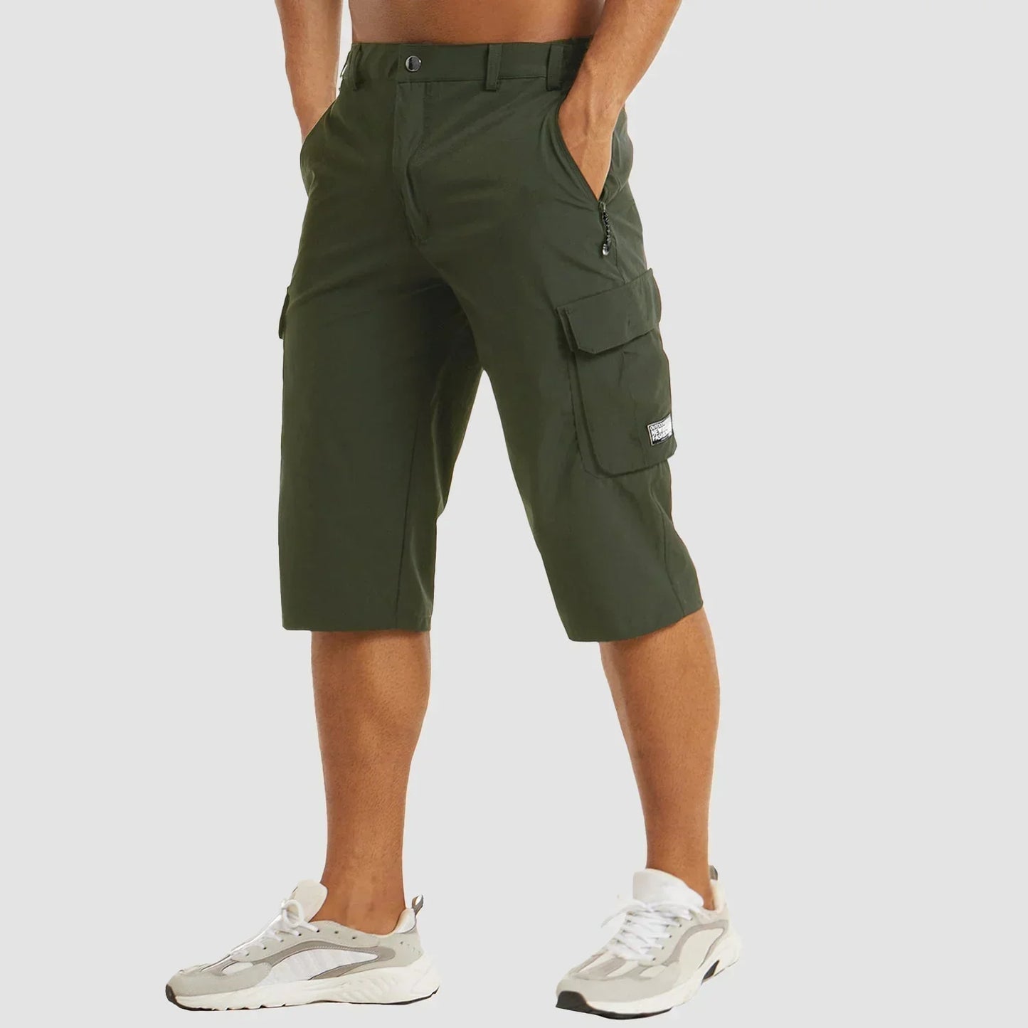 Fast-Drying Men's Cargo Shorts with Multiple Pockets for Versatile Outdoor Use in Khaki, Gray, Black, Green, and Blue-6