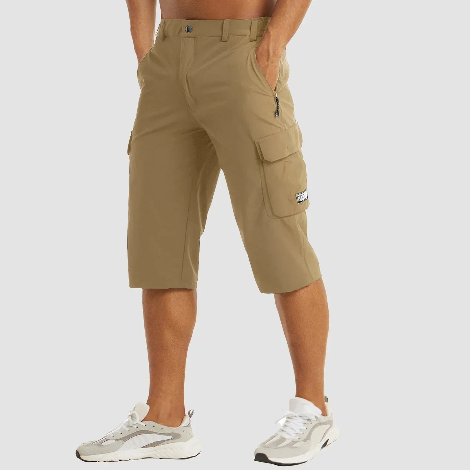 Fast-Drying Men's Cargo Shorts with Multiple Pockets for Versatile Outdoor Use in Khaki, Gray, Black, Green, and Blue-1