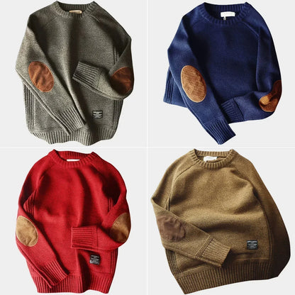 Warm Classic Men's Sweater - Crewneck, Chunky Knit Layering