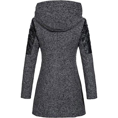 Warm Women's Winter Coat - Asymmetric Zip, Cotton Blend
