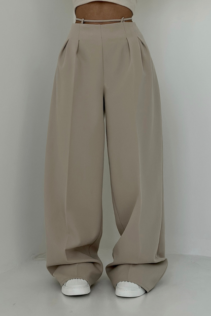 Variant image for High-Waisted Wide-Leg Trousers in Dark Blue, Soft and Comfortable Palazzo Pants for Effortless Style-16