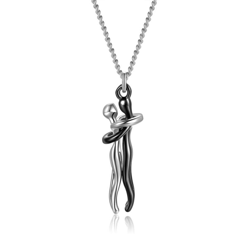 Meaningful women's necklace – embracing figures design, stainless steel, for special occasions 5