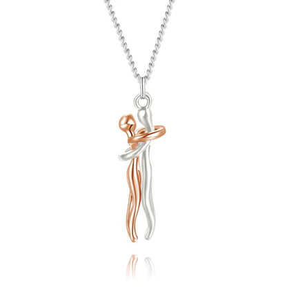 Meaningful women's necklace – embracing figures design, stainless steel, for special occasions 6