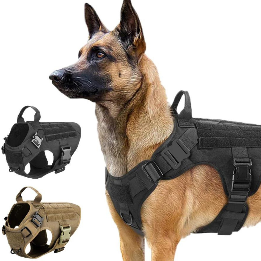 Tactical Dog Harness No-Pull With Front And Back D-Rings Quick-Release Buckles Top Handle Heavy-Duty Training