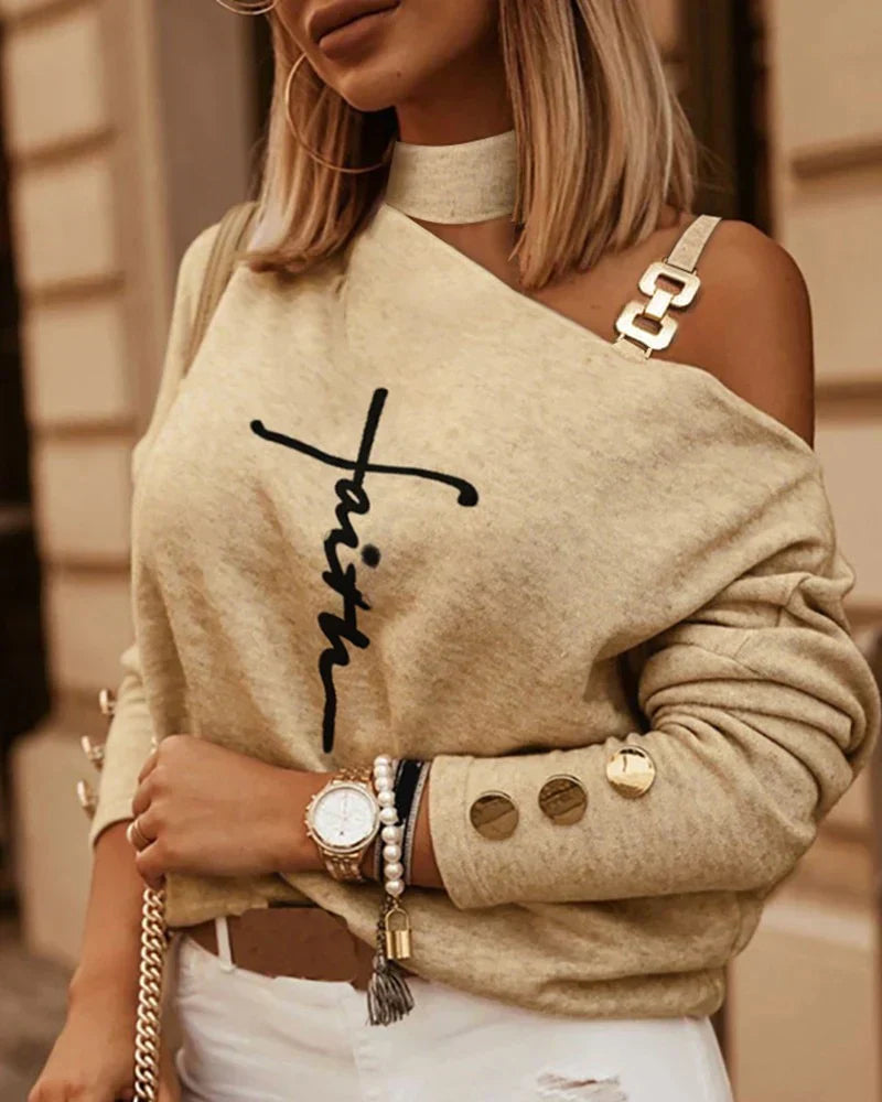 Soft Cozy Women’s Off-Shoulder Pullover - Slouchy Knit