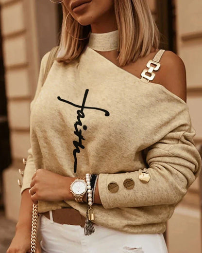 Soft Cozy Women’s Off-Shoulder Pullover - Slouchy Knit