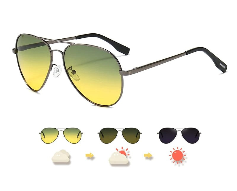 Multifunktionale Unisex Pilotensonnenbrille – photochromatische, polarisierte Gläser, für Tag- und Nachtfahrten 3