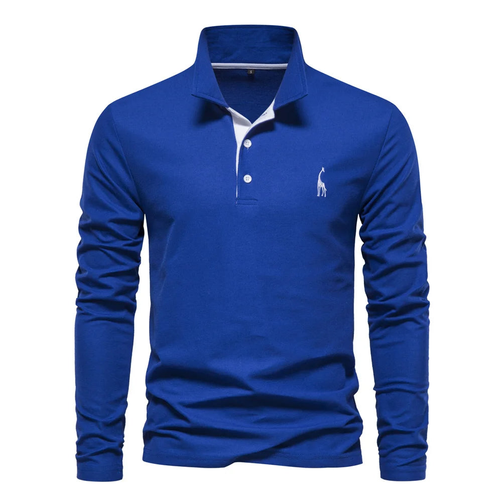 Soft Classic Mens Long Sleeve Polo - Collared Cotton Casual