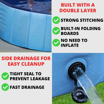 Pop-Up Dog Pool Pieghevole - Bagno e Piscina all'Aperto per Animali Domestici, Estate 2025 Facile Installazione, Scarico Laterale, Rivestimento Durevole