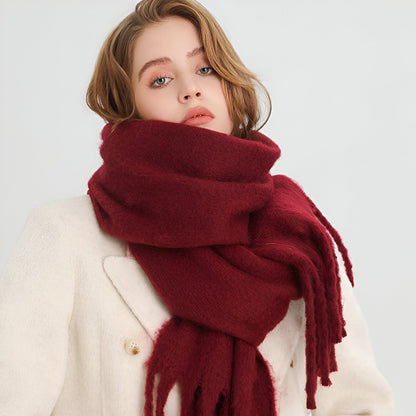 Soft Women’s Scarf - Oversized Fringed Cashmere For Winter