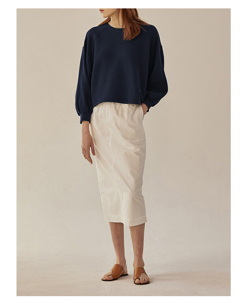 Oversized kvinders crewneck sweatshirt - boxy raglan, bomuld