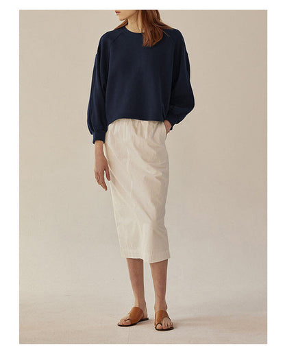 Oversized kvinders crewneck sweatshirt - boxy raglan, bomuld