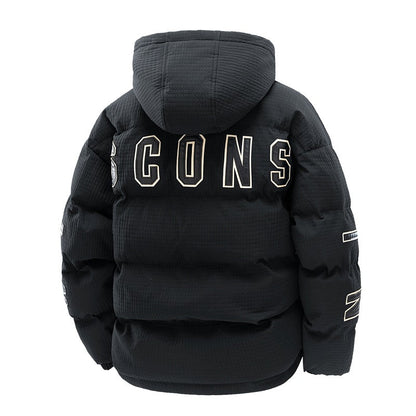 Insulating Men's Puffer Coat - Boxy Cut, Quilted, For Winter