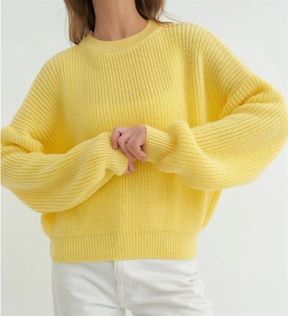 Oversized Cozy Womens Knit Sweater - Relaxed Fit, Ribbed