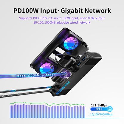 Estación de acoplamiento 100W con ventiladores dobles Dock de juego HDMI 4K