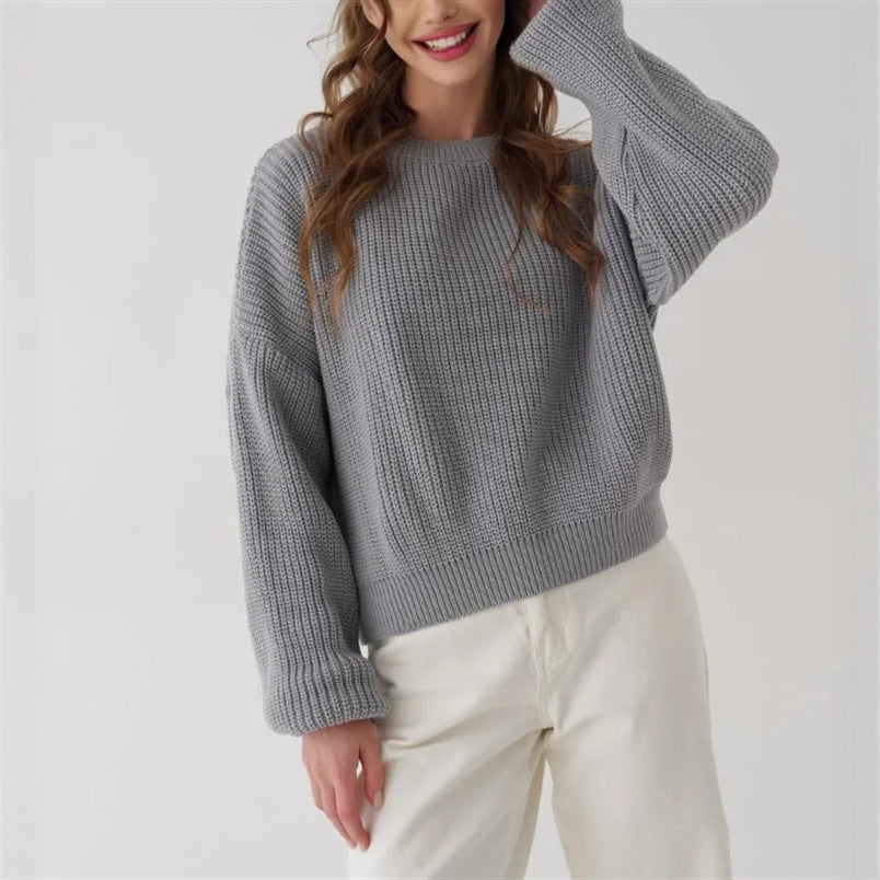 Oversized Cozy Womens Knit Sweater - Relaxed Fit, Ribbed