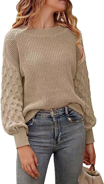 Warm Cozy Women's Chunky Knit Sweater - Relaxed Fit