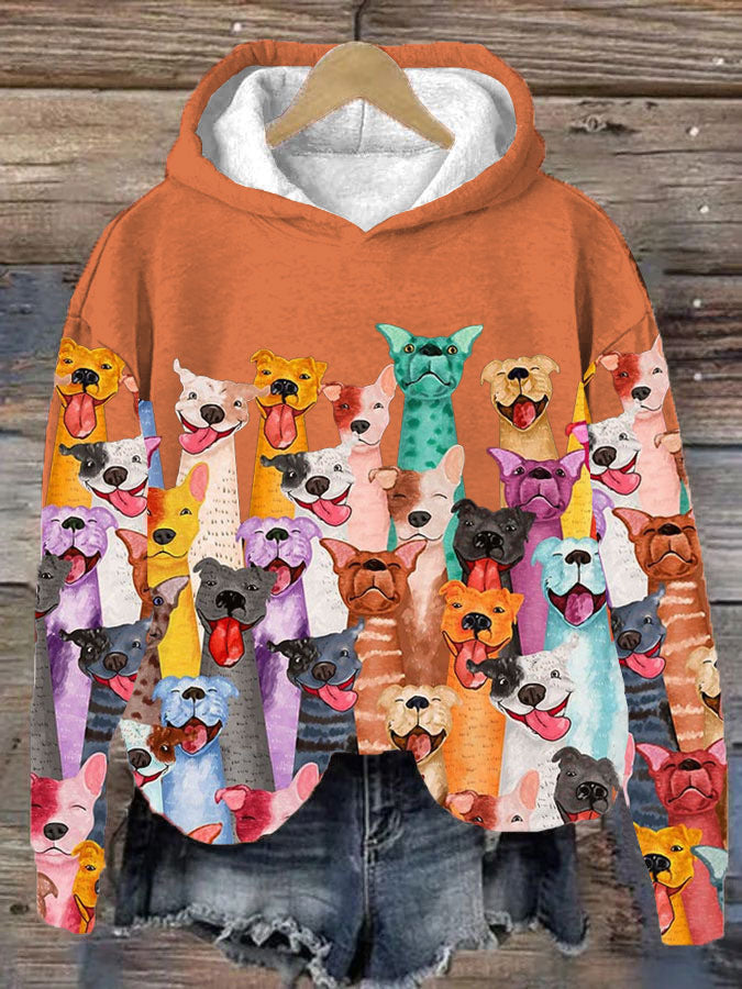 Soft Relaxed Women's Hoodie - Oversized Fleece, Dog Park