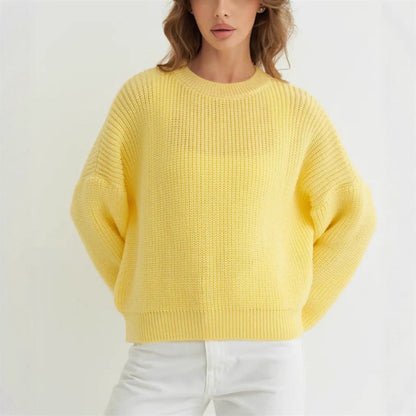 Oversized Cozy Womens Knit Sweater - Relaxed Fit, Ribbed