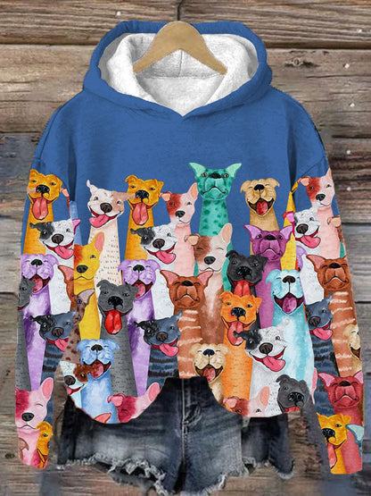 Soft Relaxed Women's Hoodie - Oversized Fleece, Dog Park