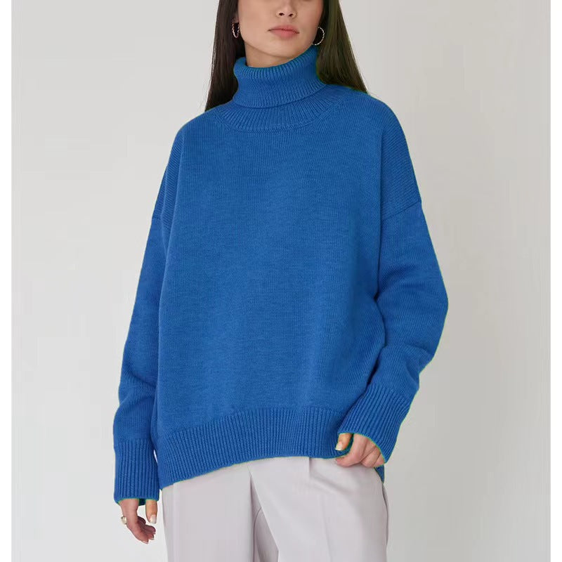 Oversized Cozy Women Turtleneck Sweater - Knit, For Winter