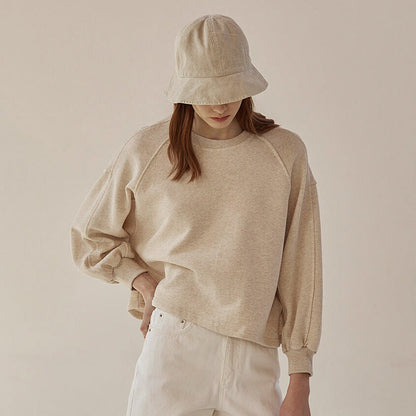 Oversized kvinders crewneck sweatshirt - boxy raglan, bomuld