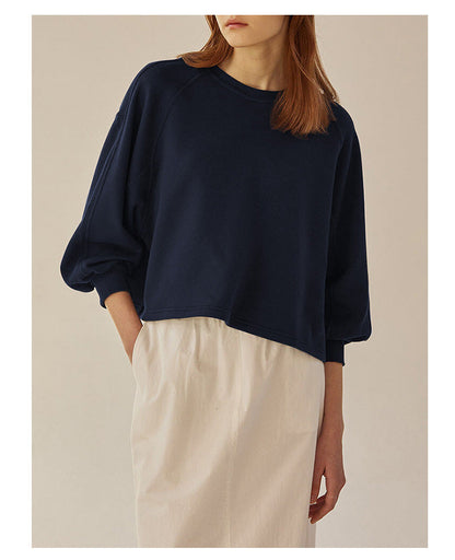 Oversized kvinders crewneck sweatshirt - boxy raglan, bomuld