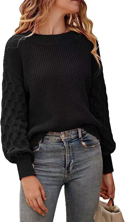 Warm Cozy Women's Chunky Knit Sweater - Relaxed Fit