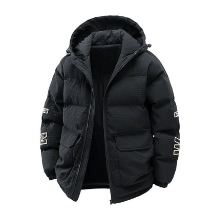 Insulating Men's Puffer Coat - Boxy Cut, Quilted, For Winter