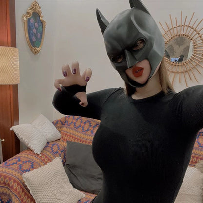 Batman Bat cosplayhoofdbedekking en -masker van rubberlatex voor heren en volwassenen, Halloweenavond-dansfeest 2026