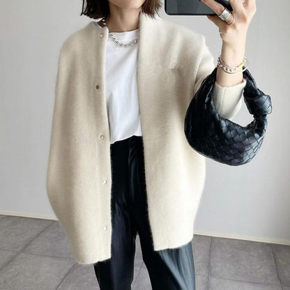 Oversized hyggelig dameknapcardigan – boxy strik, efterår