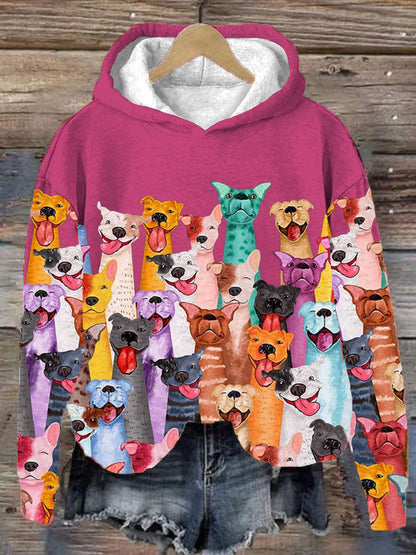 Soft Relaxed Women's Hoodie - Oversized Fleece, Dog Park