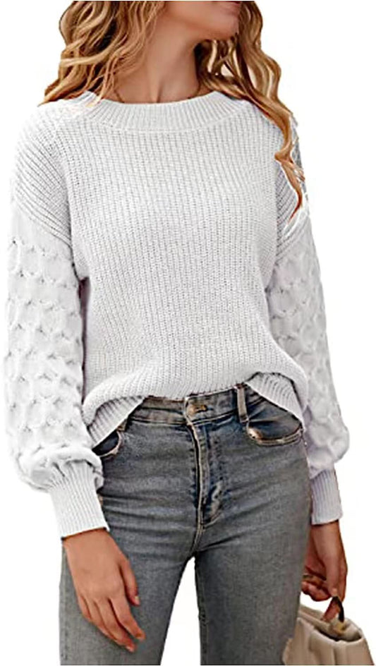 Warm Cozy Women's Chunky Knit Sweater - Relaxed Fit