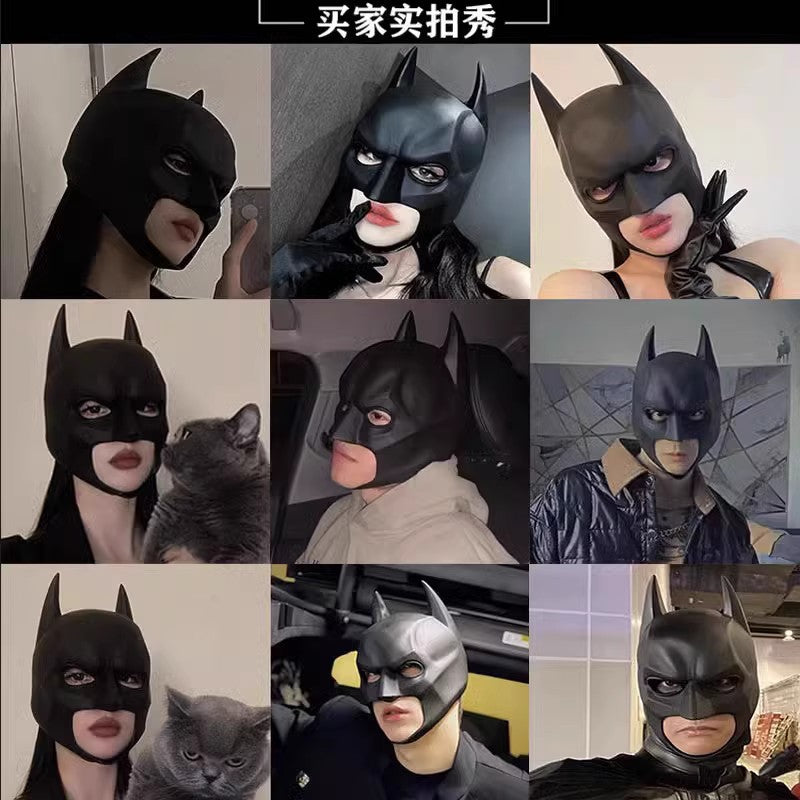 Batman Bat cosplayhoofdbedekking en -masker van rubberlatex voor heren en volwassenen, Halloweenavond-dansfeest 2026