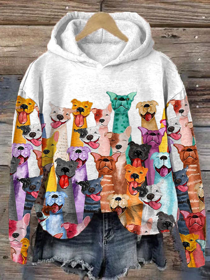 Soft Relaxed Women's Hoodie - Oversized Fleece, Dog Park